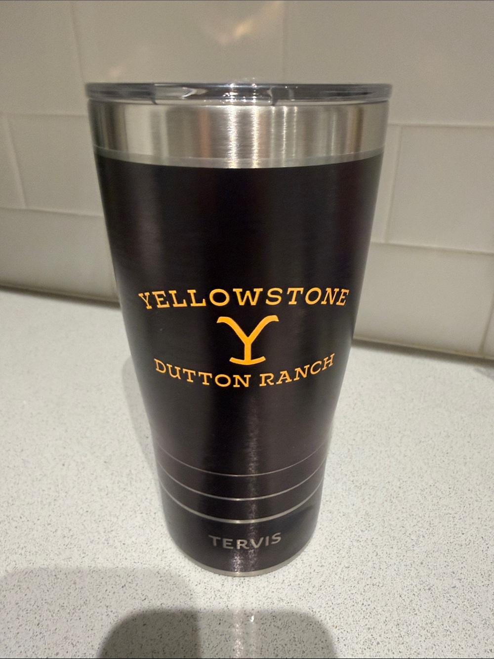 tervis Black Travel Tumbler with Gold Yellowstone Dutton Ranch Logo 20oz